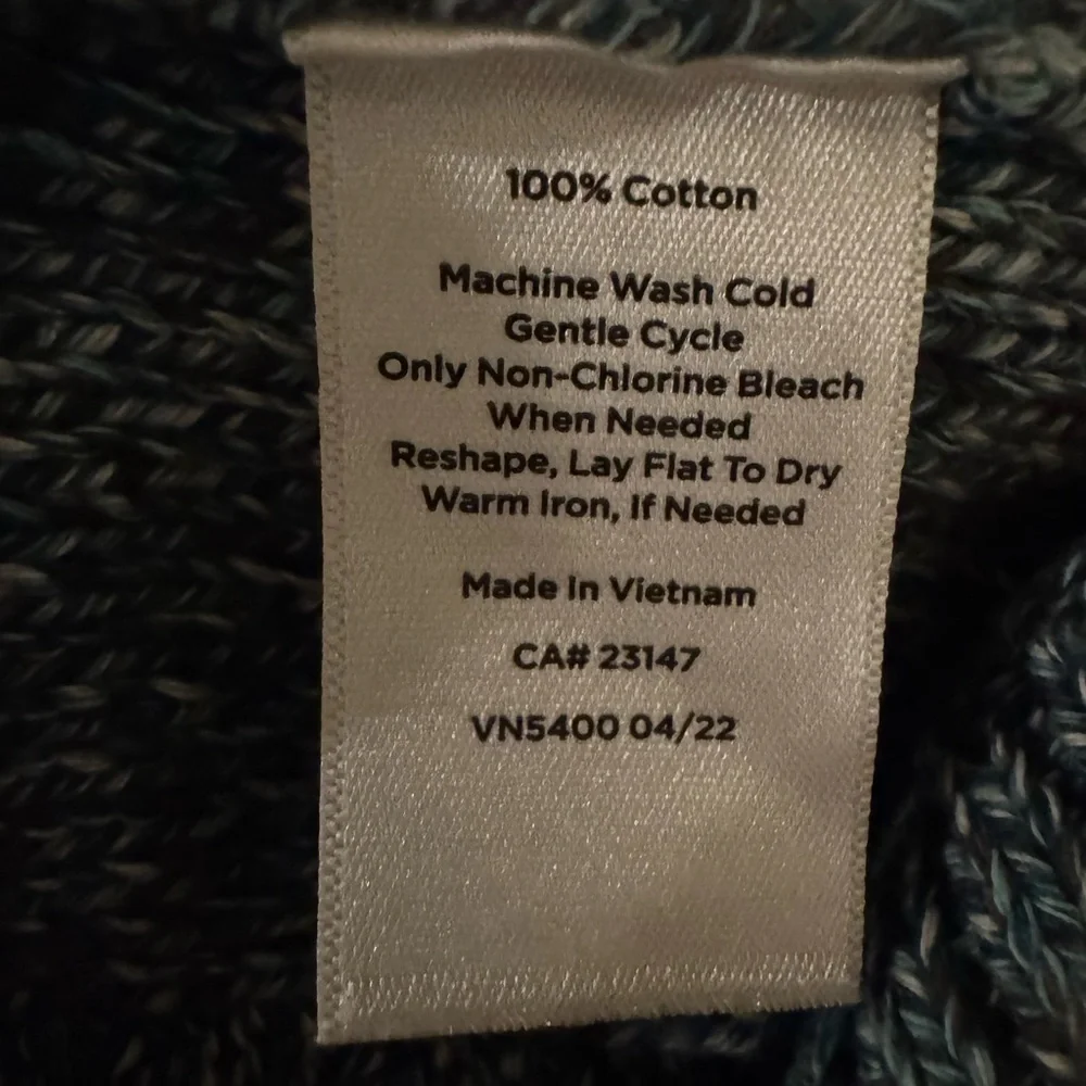 Talbots Blue Marled Cotton Cable Knit Sweater Women’s L